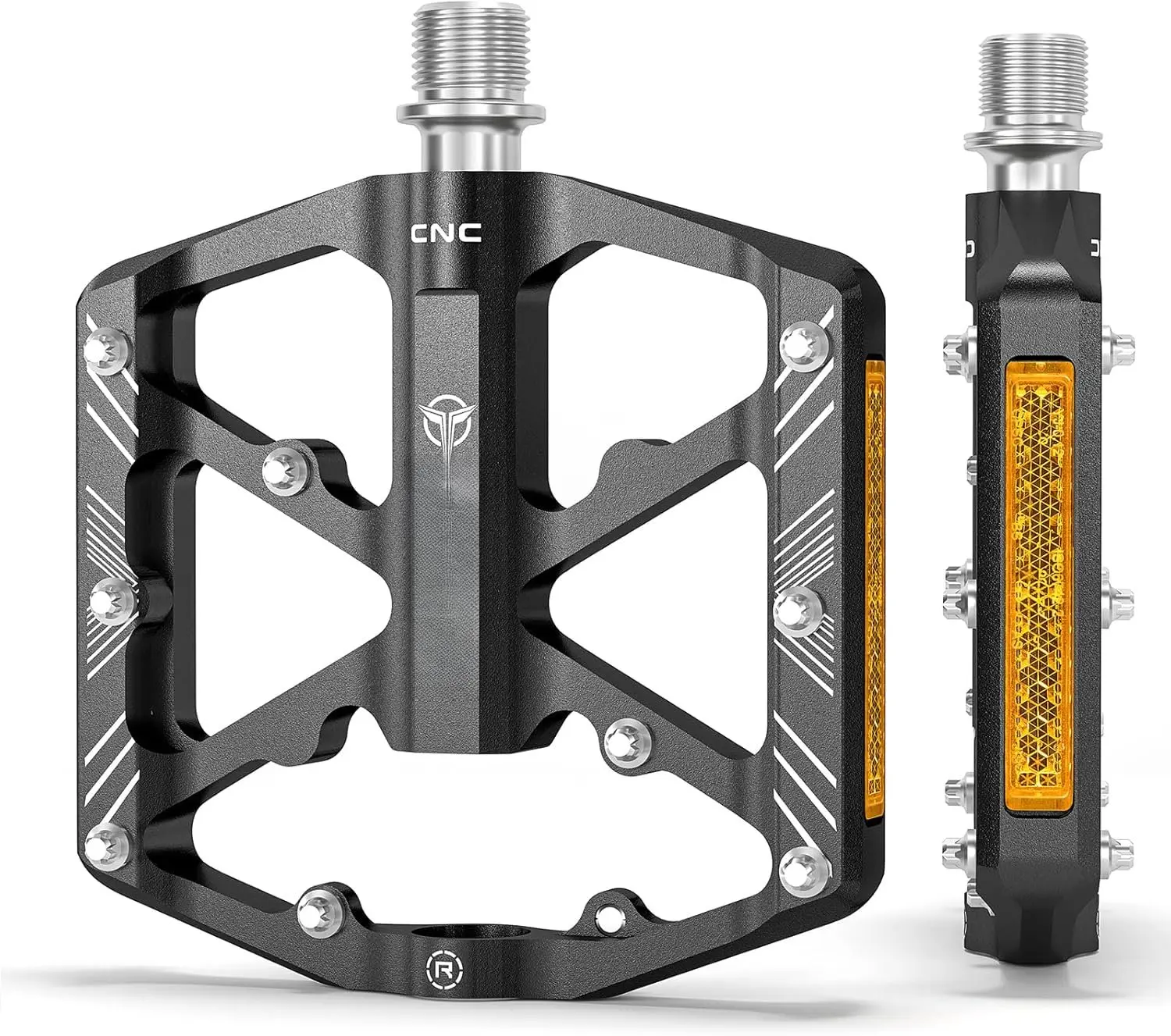 Pedals 9/16 Inch - Bicycle Pedals with Reflectors - 3 Sealed Bearings MTB Pedals Wide Platform Pedals for Mountain , BMX, Road  Pedals