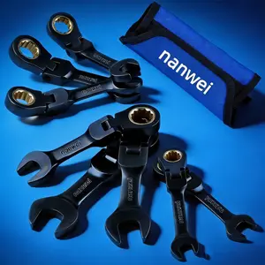 Sets of Mini Ratchet Wrench Kits, 180 Degree Swivel, Metric, 9, 10, 11, 12, 13, 14, 15, 17Mm, 72 Teeth. Suitable for Use in Narrow Spaces, Suitable for Car Maintenance, Machinery Use, Enthusiasts, a Good Choice for Daily Use And As a Gift