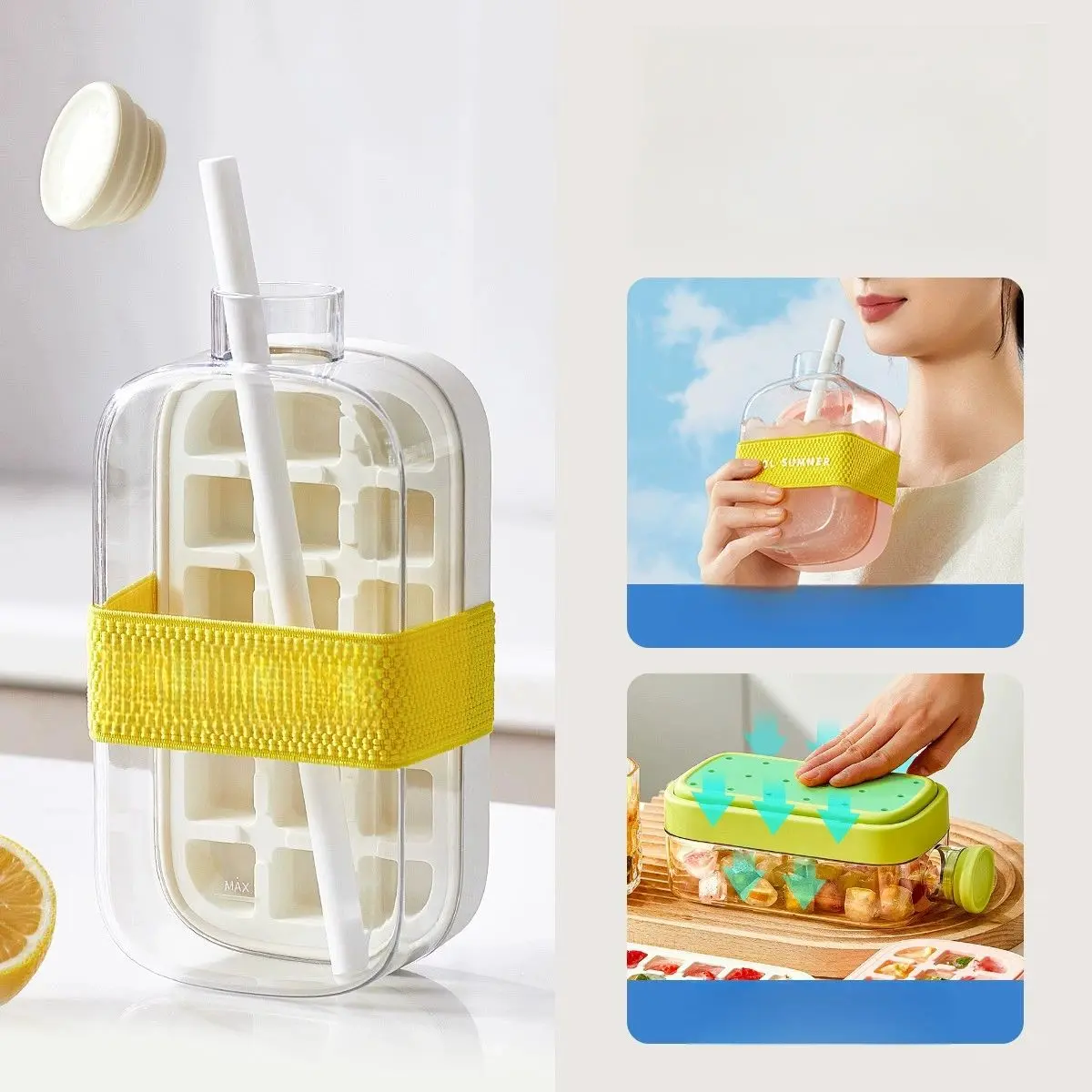 1/2PCS 500ml Soft Silicone Ice Cube Mold – Easy-Release Reusable Food-Grade Ice Tray, Zero Touch Press for Effortless Removal, Perfect for Cold Drinks, Cocktails & Desserts, Dishwasher Safe, Essential Kitchen Bar Accessory for Daily Use