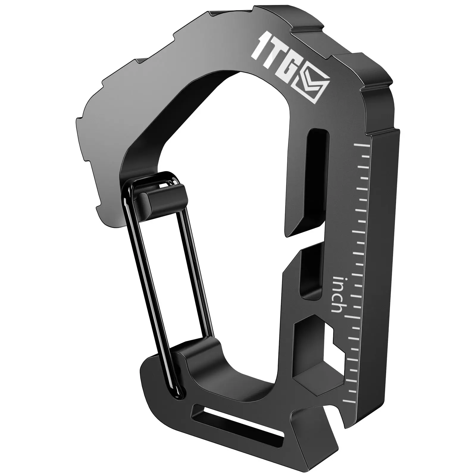 1TG Fathers Day Gifts Heavy Duty MOLLE Gear Clip, 304 Stainless Steel Metal Connector for 1" & 1.5" Webbing, 7-in-1 EDC Multi-Tool (Wrench, Ruler, Opener), Secure Attachment for Vests, Backpacks & Dog Leash