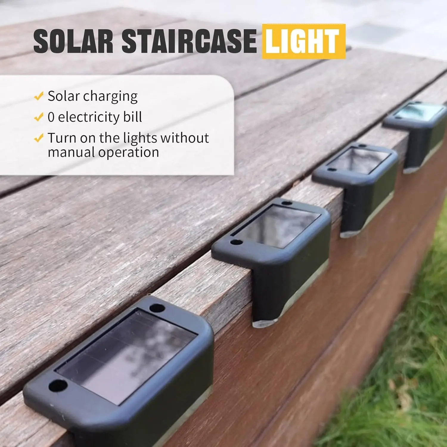 Solar Step Lights, Stair and Pathway Rail Light for Courtyard Garden, Landscape Lighting, Energy-Efficient Outdoor Lighting, Outdoor Step Lamps, Solar Led Lights, Decorative Solar Lights Outdoor, Solar Led Patio