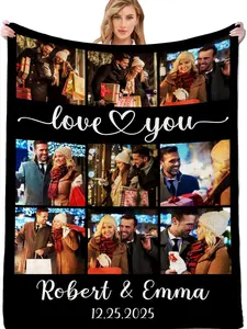 Personalized Gifts for Boyfriend Girlfriend, Custom Blanket with Picture, Customized Photo Blanket for Husband Wife, Men Women Gifts for Christmas Valentines Day Wedding Birthday