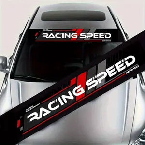 1-Piece Racing Speed Front Windshield Car Decal - Self-Adhesive Residue Free Plastic/Glass/Metal/Surface, Car Exterior Window Decor, Car Sticker Decal