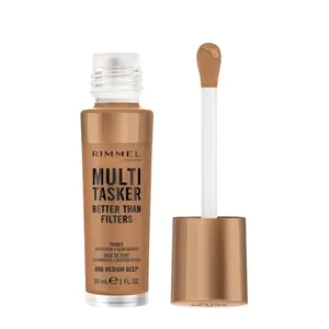Rimmel Multi-Tasker Better Than Filters, 006 Medium Deep, Face Primer, Glow Booster and Highlighter, Vegan Formula, Anti-Ageing Benefits, Light-Reflecting Pigments, Giant Soft-Touch Wand, 1oz