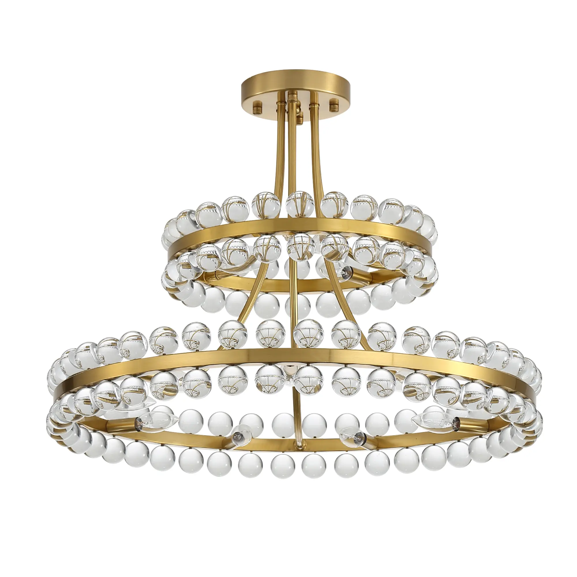 Modern Crystal Ball Pendant Light – 27-Inch Wide Chandelier with 12 E12 Sockets, Bronze Finish, Ideal for Dining & Living Rooms