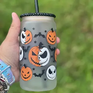 Jack  16oz Halloween glass can- frosted
