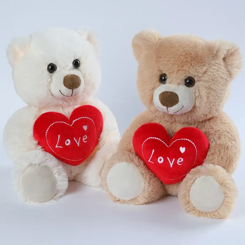 Love Teddy Bear with Heart, Soft Adorable Cute Bear Design Stuffed Plush Bear Doll Animal Toy, Perfect Gift for Her Girlfriend Mom Kids, Unisex Present