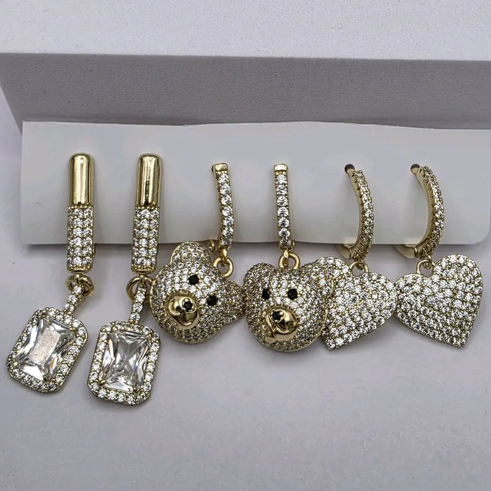 #0401 14k Gold Plated Small Diamond Accent Earrings, Multiple Unique Designs, High-Quality Jewelry