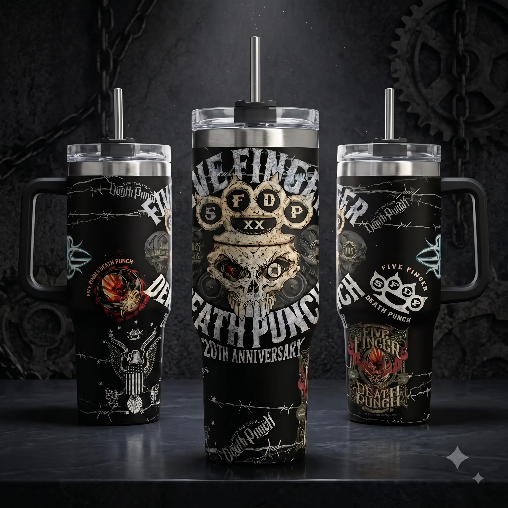 5FDP Inspired Tumbler, Metal Rock Band Style 30oz 40oz Travel Mug, Skull Graphic Stainless Steel Insulated Cup Gift