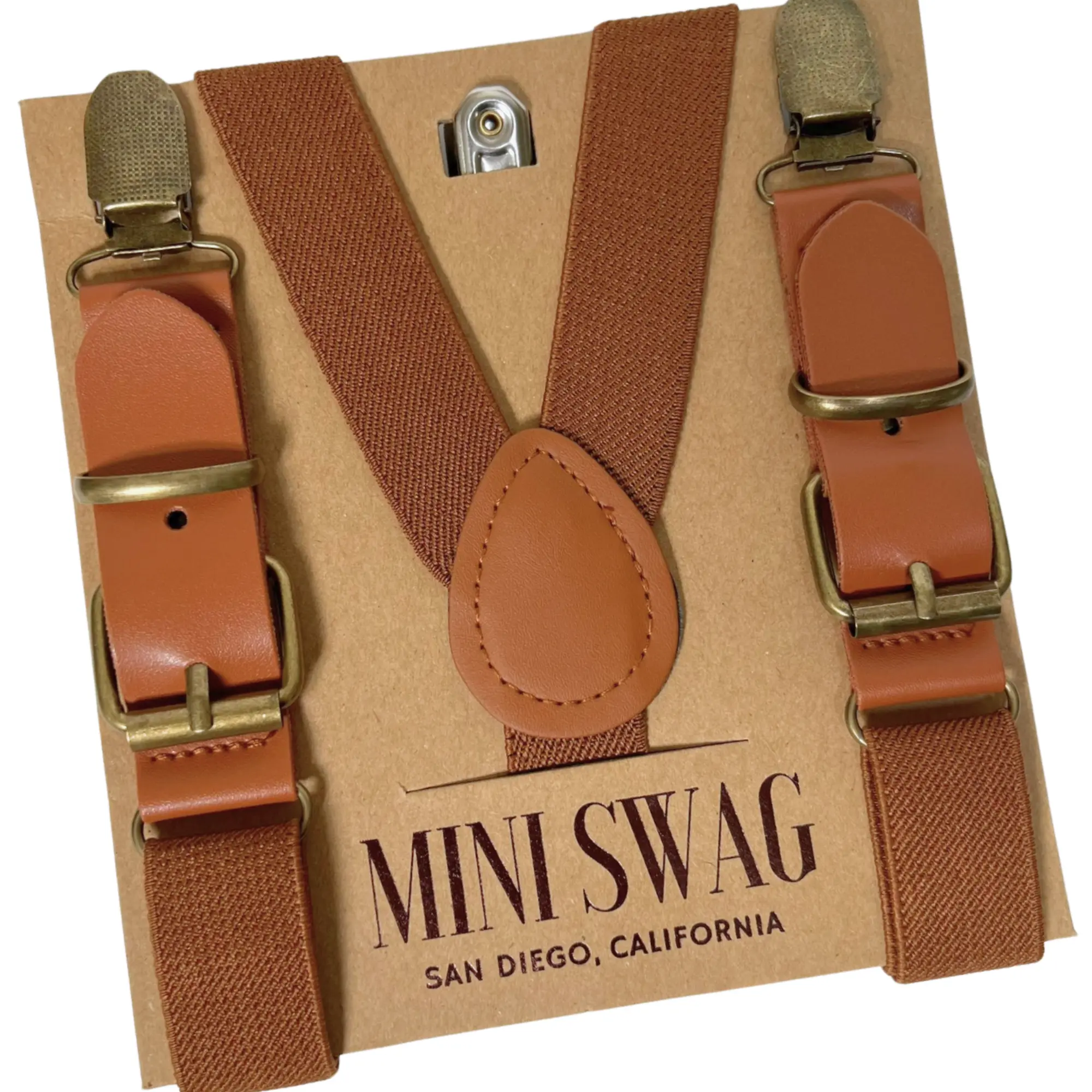 Brown Faux Leather Buckle Suspenders | For All Ages