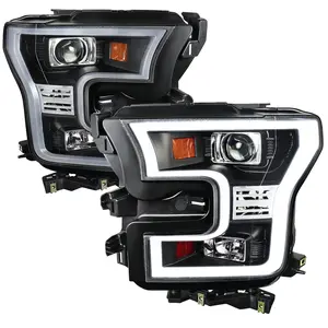 2015-2017 Ford F-150 LED Bar Projector Headlights (Matte Black Housing/Clear Lens)