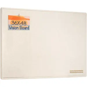 Large Vision Board 48x36, Thicken Felt Pin Board for Living Room or  Office, Ideal for Family Goals, Photos, Notes with 20 Pushpins and 20 Postcards, Oatmeal