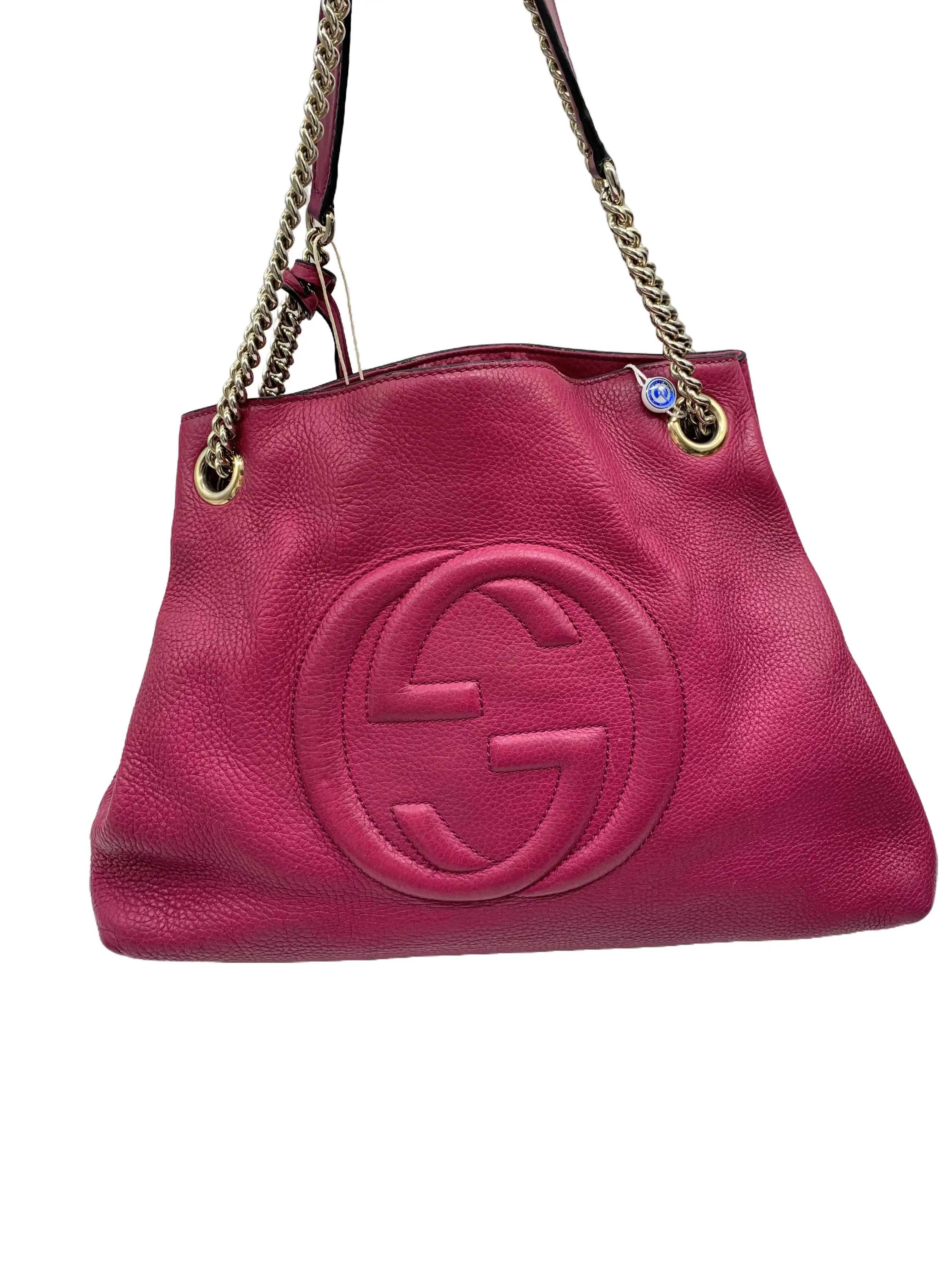 Pre-owned GUCCI Pink Leather Interlocking G Chain Tote Handbag