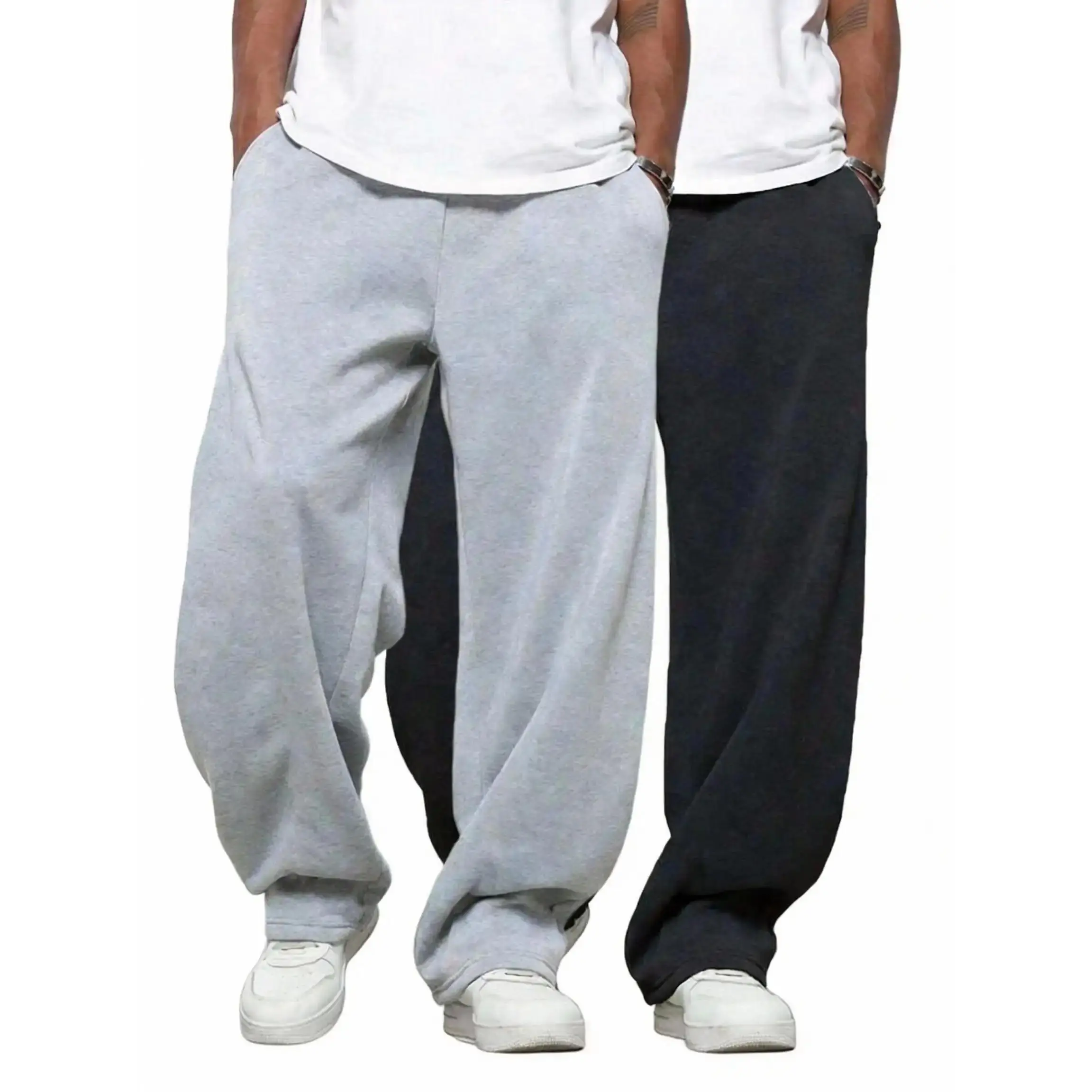 2PCS Ages 8-16 Years Baggy Sweatpants Wide Leg Elastic Waist Sweat Pants Pull On Fleece Athletic Jogger Outfits Clothes For Teenagers Boys Girls Kids Youth