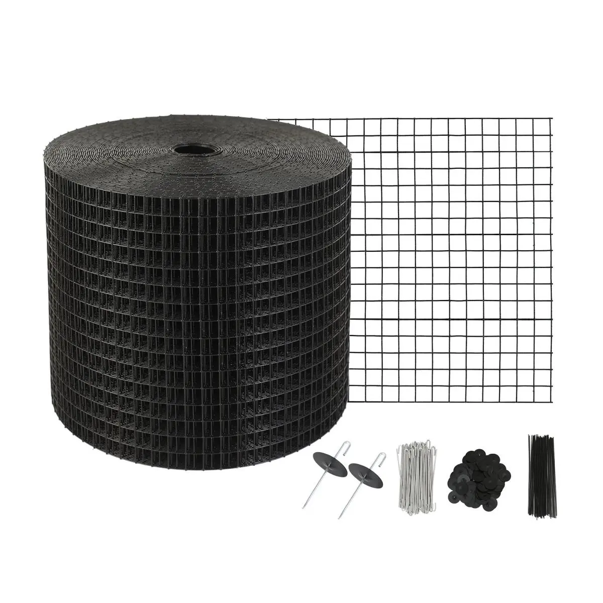 VEVOR 6 in x 100 ft Pre-Cut PVC-Coated Rustproof Solar Panel Bird Guard Roll Kit, 1/2 in x 1/2 in Cold Galvanized Drawn Wire, 3.11 kg, 60pcs with Instruction Manual, Easy Installation for Chimneys, Garden Fence Bottoms Outdoor Critter Guard