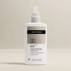 John Frieda ULTRAfiller+ Thickening Spray for Fine Hair, Volumizing Hair Spray, with Biotin and Hyaluronic Acid, 5 Fl Oz