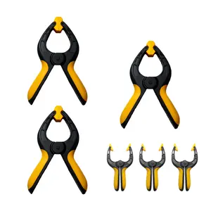 TOOLAZO 5-Pack Heavy-Duty 4-Inch Spring Clamps with 90° Swivel Pads – Quick-Release & Non-Marring Grip for Woodworking, Frames, Crafts & Photo Backdrops,(Yellow & Black}