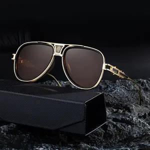 2026 New Fashion Men's Sunglasses, Luxury Metal Frame Retro UV Protection Eyewear, Trendy Driving Outdoor Pc Sunglasses