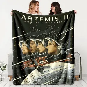 Nasa Artemis Ii Moon Mission Theme Flannel Blanket, Lightweight All-Season Use, Perfect Gift for Friends and Family, Sofa, Bed, Camping, Travel