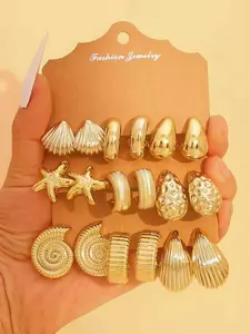 Fashion Earrings Set, Ccb Earrings Large Set, Shell Earrings, Conch Earrings, Ocean Set, C-Shaped Earrings, Teardrop Earrings