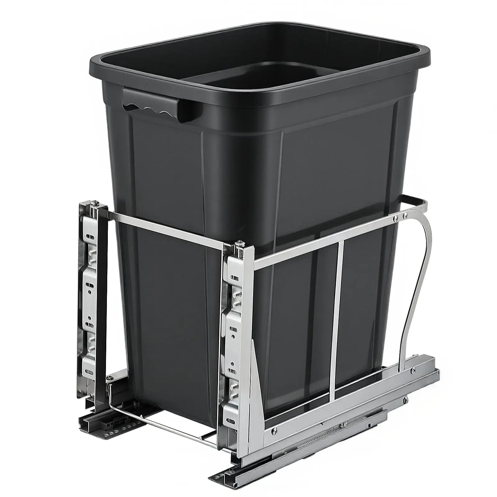 Pull Out Trash Can Under Cabinet with Soft Close Slides, Heavy Duty Under Sink Garbage Can Kit, Hidden Kitchen Waste Bin for Cabinet, Space Saving Slide Out Trash and Recycling Bin, Single or Double Bin Options