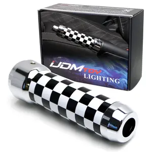 iJDMTOY Black/White Checker Pattern Alloy Metal Handbrake Handle Grip For Gen3 MINI Cooper F55 F56 F57, Gen F60 Countryman