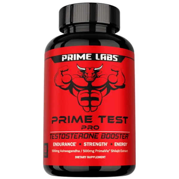 Prime Labs Prime Test Pro Testosterone Booster for Men with Ashwagandha & Shilajit - Energy, Stamina & Strength Support - 60 Capsules Natural Fitness Supplement Nutrition Supplement