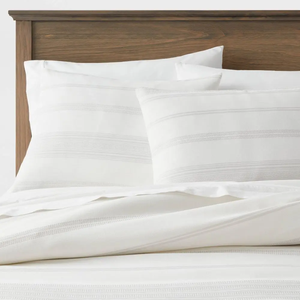 Threshold Cotton Woven Striped Bedding Set - Comfy, Decorative Bedding with Duvet Cover & Pillow Sham