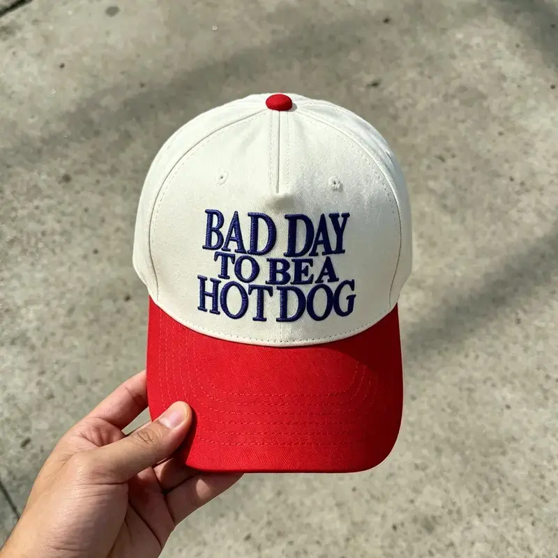 Bad Day to Be a Hot Dog Hat Embroidered Adjustable Lightweight Snapback Outdoor Sports Cap