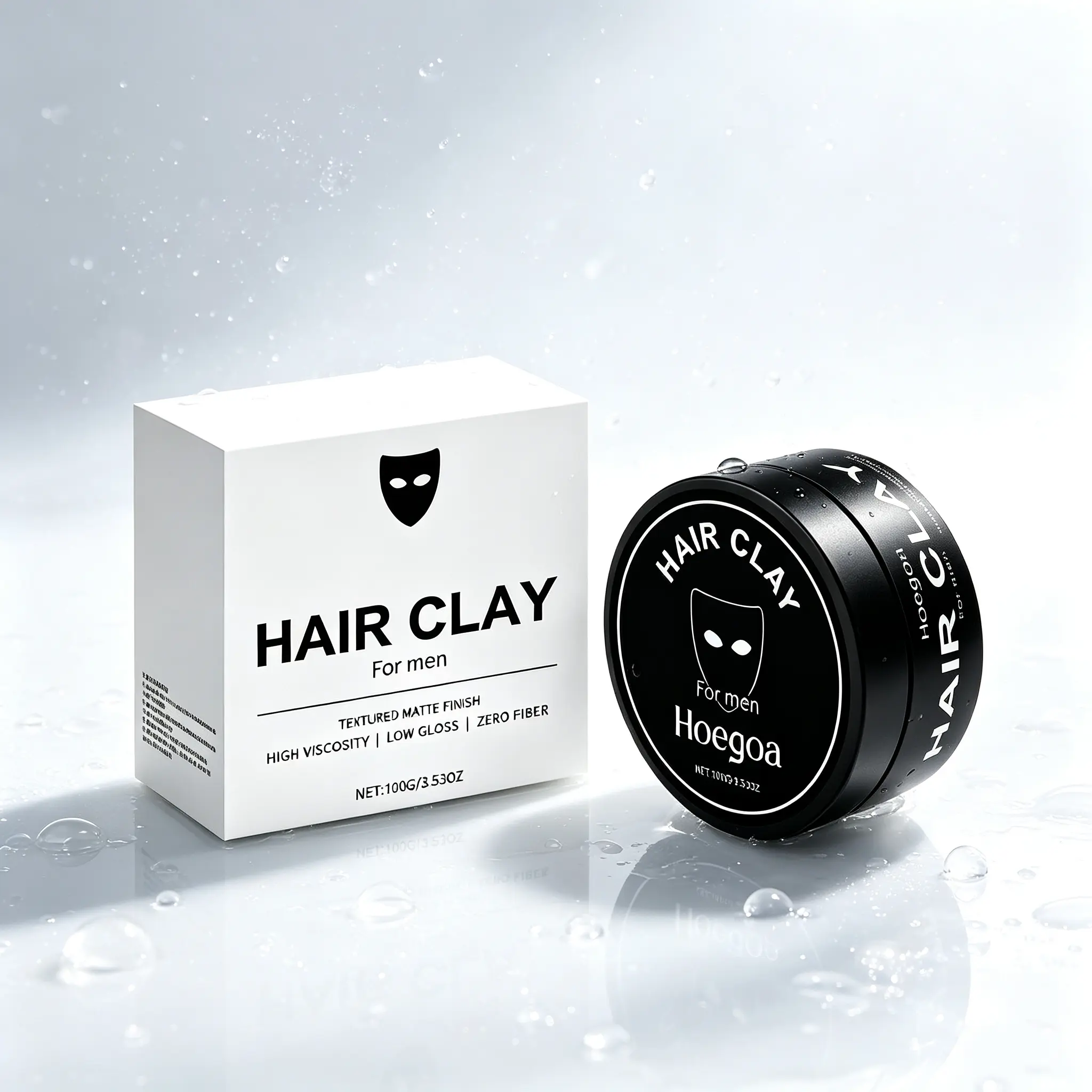 Men's 100g Hair Clay - Textured Matte Finish Styling Product, High Hold Low Shine Hair Products for Grooming Needs, Haircare, Male, Zero Fiber