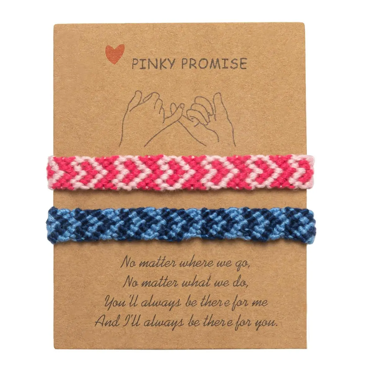 Heart Friendship Bracelets Pinky Promise Pink Best Friends Distance Matching for Women Valentine Couple Family
