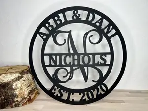 Custom Family Name Metal Monogram Sign, Last Name Sign, Personalized Wedding Gift, New Home Gift