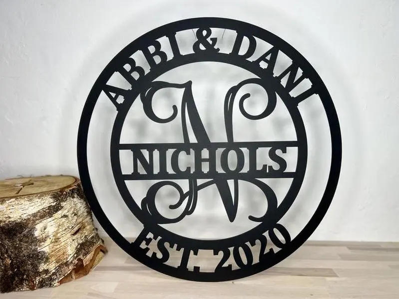 Custom Family Name Metal Monogram Sign, Last Name Sign, Personalized Wedding Gift, New Home Gift