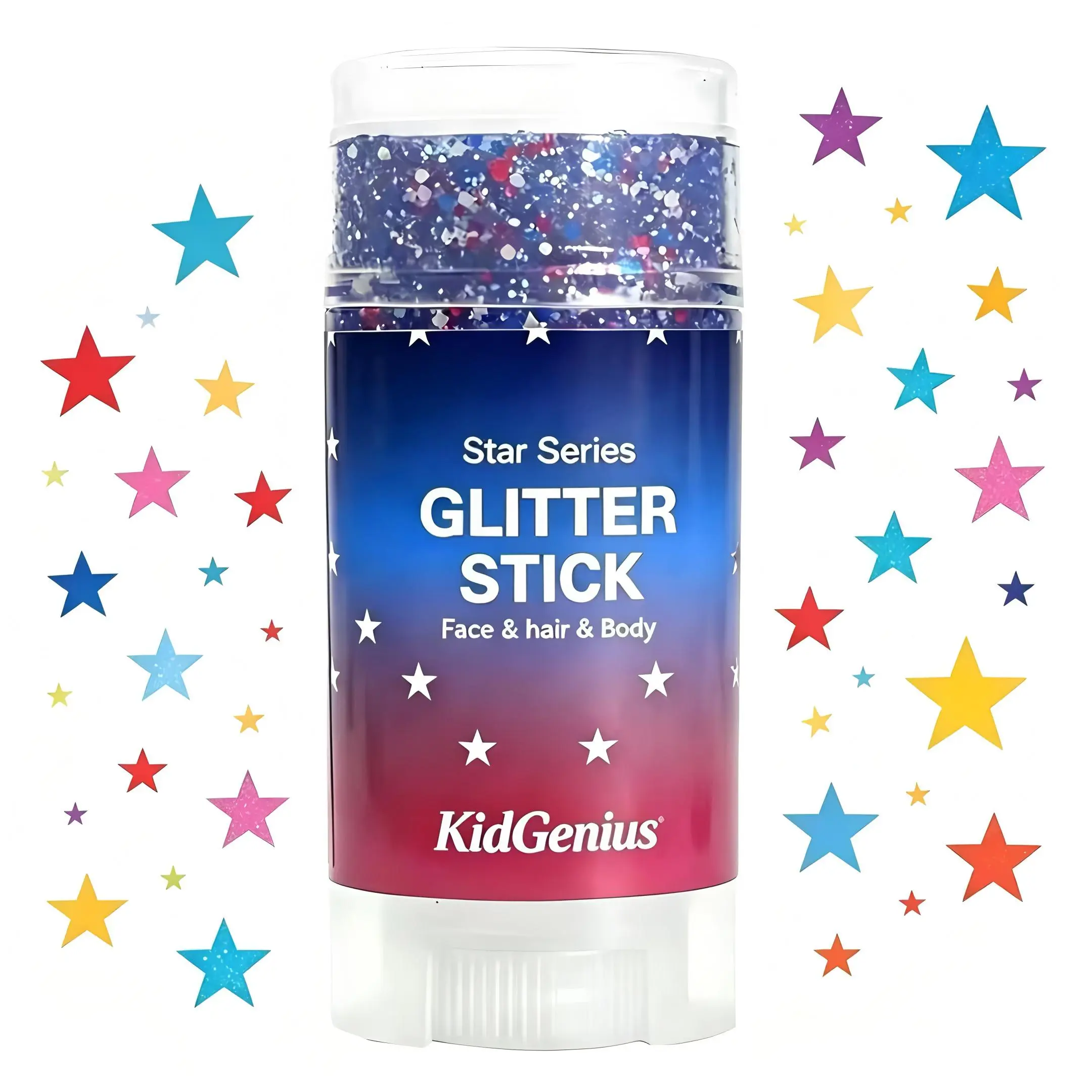 KIDGENIUS All Skin Safe Glitter Shimmer Stick - Smooth, Lightweight, Gentle, Mild Ingredients, Waterproof, Long-Lasting Shine Face & Hair Body Highlighter Gel, Ideal Birthday Gift for Girls, Carnival Cosplay Makeup, Compact, Cosmetic, Face & Body