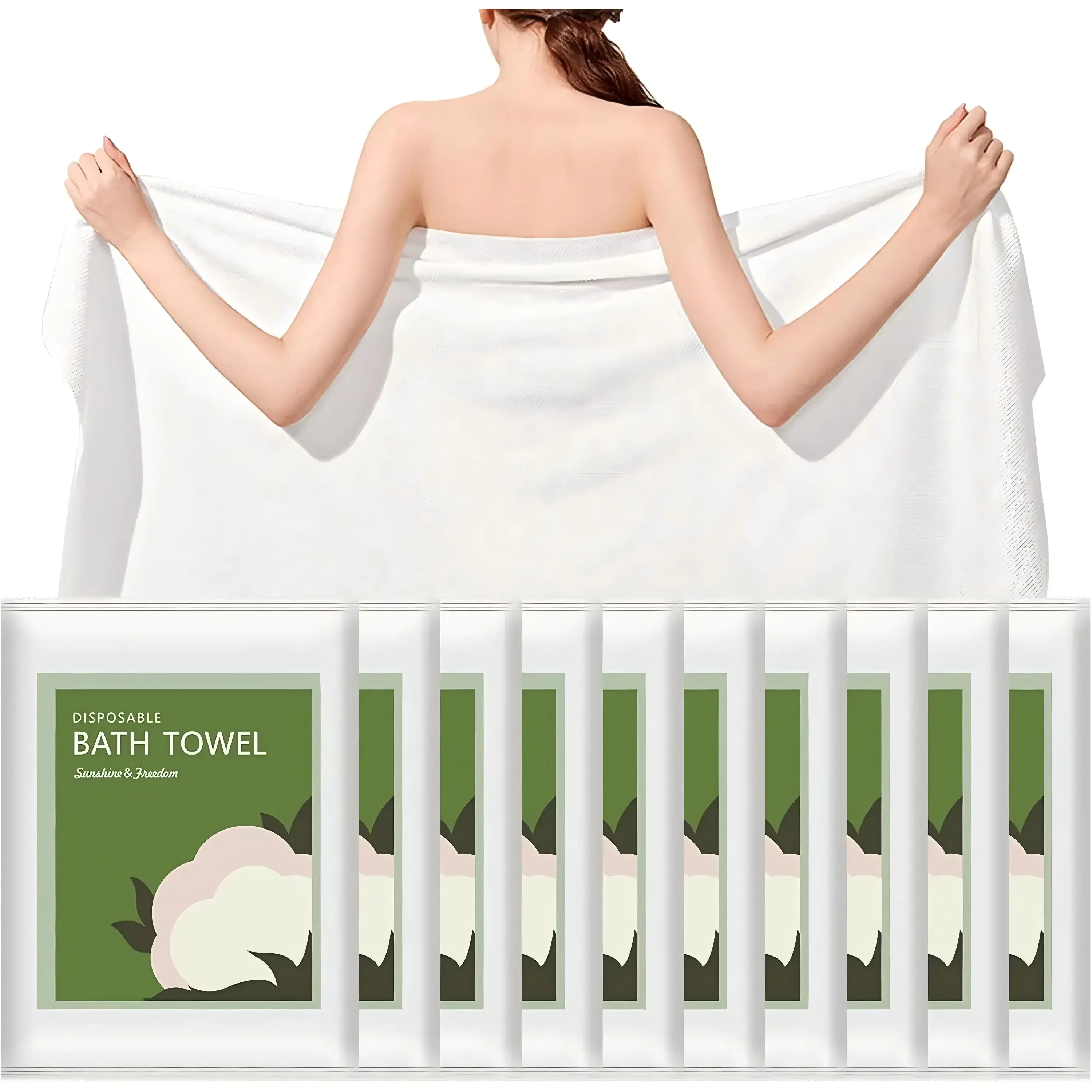 Disposable Bath Towels, 10 Pack 55" x 27.5" Ultra Soft, Quick Dry Disposable Towel, Portable Travel Towel for Hotel Camping Beach Swimming Gym Sauna , Personal Care Pet Towels