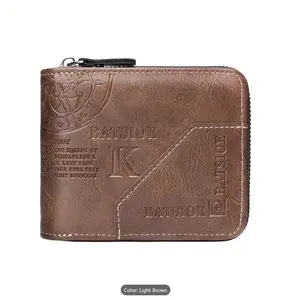 Faux Leather Wallet - Trendy Letter Print, Zipper Closure, 10+ Card Slots, Vintage Retro Embossing, Ideal Gift for Fathers Day
