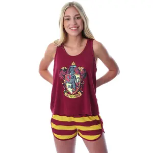 Harry Potter Women's Hogwarts House Crest Racerback Tank and Shorts Pajama Lounge Set