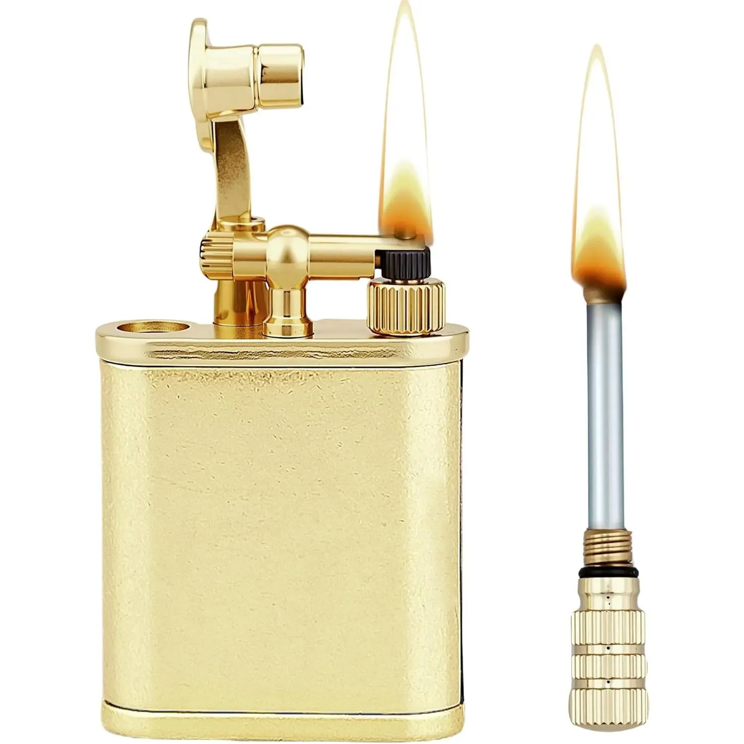 Vintage 2-in-1 Permanent Match Trench Lighter - Kerosene, Durable Refillable Metal Can-Shaped Collectible, Antique Type Bronze/Gold Finish, Adult Home Decor Accessory, Creative Auto Fire Starter, Unique Gifts for Man, Father’s Day Gift