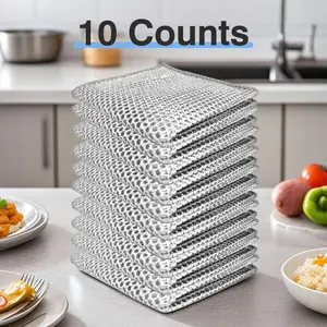 20-Count Non-Scratch Steel Wire Dishcloths, 2-Layer Household Multipurpose Cleaning Tool for Wet and Dry Kitchen Cleaning