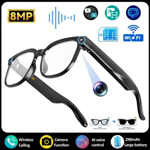Smart AI Glasses With 8MP Camera ,1080P Anti-Shake Video Recording, Real Time Translation,AI Voice Assistant,Object Recognition,Bluetooth Glasses for Men Women