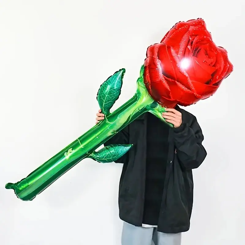 1 Pcs Large Rose Shape Aluminum Foil Balloon, Perfect for Valentine's Day Wedding Anniversary Party Background Decoration, Balloon Decorations, Balloon Party Supplies