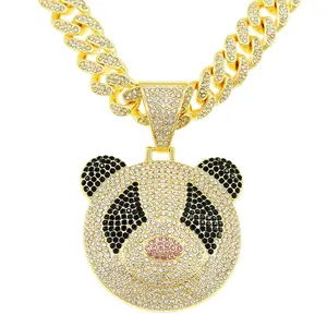 Personalized Trendy Hip Hop Style Exaggerated 3D Panda Pendant Cuba Necklace