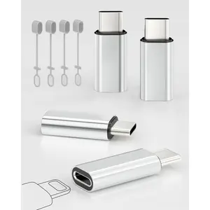 4 Pack Lightning to USB C Adapter, Lightning Female to USB C Male Adapter for iPhone 16/16 Pro/Pro Max/15, Samsung S24, Support Charging/Data Transfer, Not for Audio/OTG/Headphone