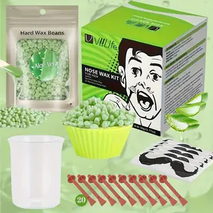 Aloe Vera Nose Wax Kit, Nose Hair Removal Wax Kit, Nose Hair Removal Kit for Men & Women, Hair Removal Products for Home Use, Body Care, Waxing Supplies