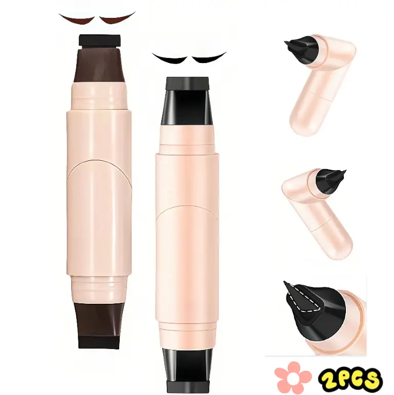 2P Dual-Ended Rotating Eyeliner Stamp & Pen - Quick-Dry, Long-Lasting Waterproof Liquid Liner for Effortless Winged Eye Looks, Gentle Makeup with Freckle Application & Convenient Storage Lipliner