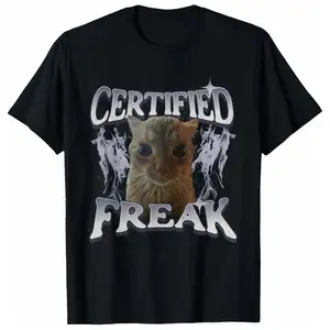 Cotton Tee Men Women Certified Freak Funny Cat Meme Cat Lover T-Shirt casual cotton streetwear Breathable Fabric gift for all