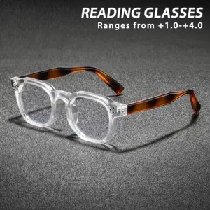 Men's Plastic Square Tortoiseshell Reading Glasses, Vintage Classic Elegant Casual Style, Fashionable Old Flower Eyeglasses, Trendy Vintage Eyeglasses, Square Frames Glasses