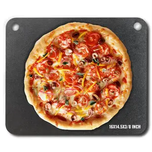 【Summervibes】VEVOR Pizza Steel,  , 16" x 14.5" x 3/8" Pizza Steel Plate for Oven, Pre-Seasoned Carbon Steel Pizza Baking Stone with 20X Higher Conductivity, Heavy Duty Pizza Pan for Outdoor Grill, Indoor Oven