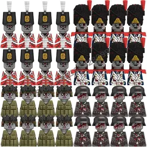 2026 new Halloween Zombies Figures Building Blocks Old Guard Line Infantry Germany Soldiers Chef Rock Murderer Horror Character Bricks