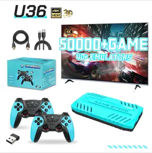 U36 Retro Game Console,50000+Games and 40 Emulators, with Dual 2.4G Wireless Controllers, Plug and Play 4K HD HDMI TV Game Stick (128GB)